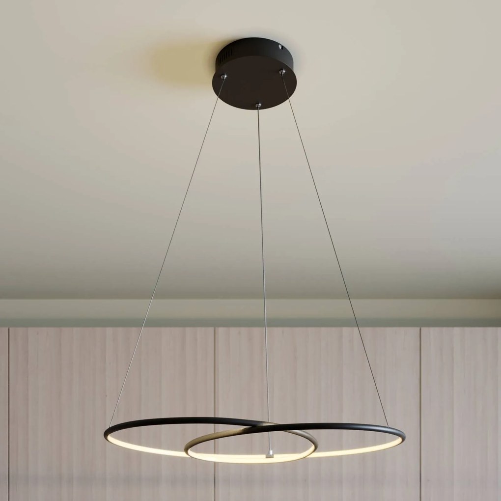 Lindby Lucy sospensione LED, 70cm, nero satinato