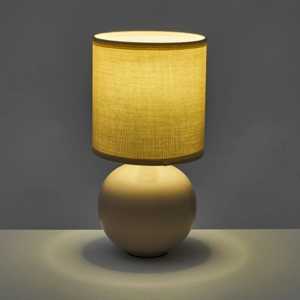 Lampada da tavolo in ceramica beige con paralume in tessuto (altezza 24,5 cm) - Casa Selección