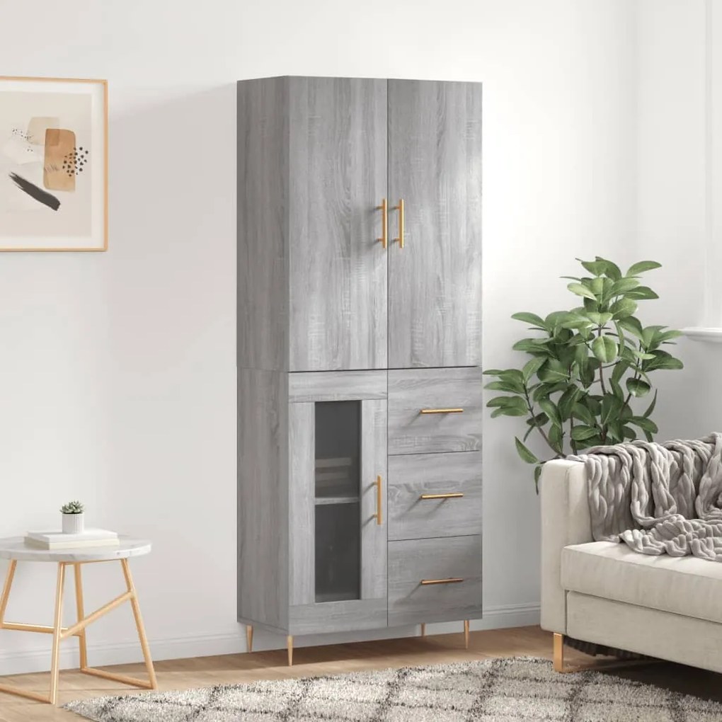 Credenza grigio sonoma 69,5x34x180 cm in legno multistrato