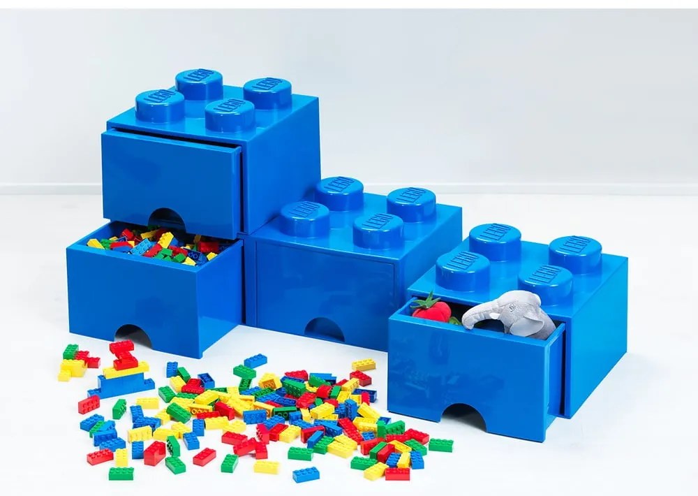 Scatola da tavolo blu con cassetto , 31 x 16 cm - LEGO®