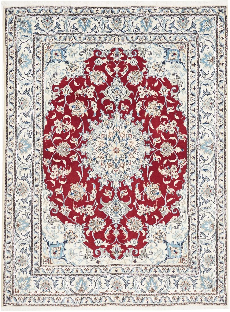 Nain Tappeto 210 x 150 Rosso (Iran) Annodato A Mano