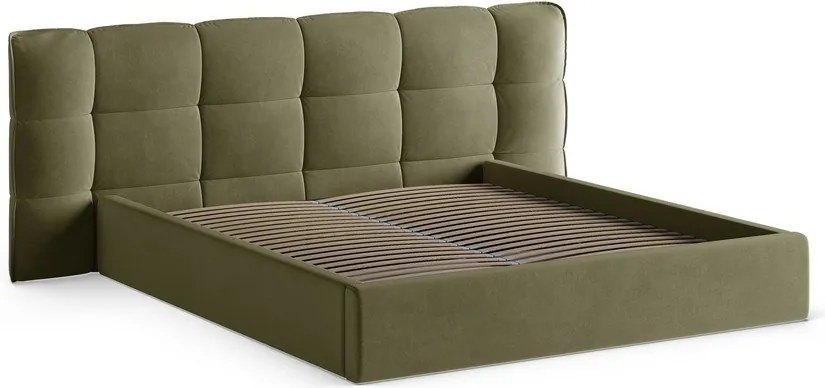 Letto matrimoniale imbottito verde con contenitore con rete inclusa 200x200 cm Eric – Micadoni