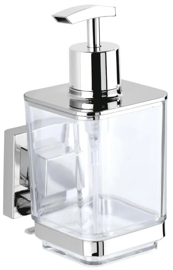 WENKO 22683100-Dispenser di sapone VACUUM-LOC QUADRO ED 7,5x16 cm argento/cromo lucido