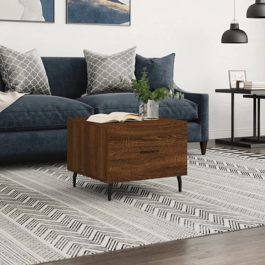 Tavolino Da Salotto Rovere Marrone 50x50x40cm Legno Multistrato /
