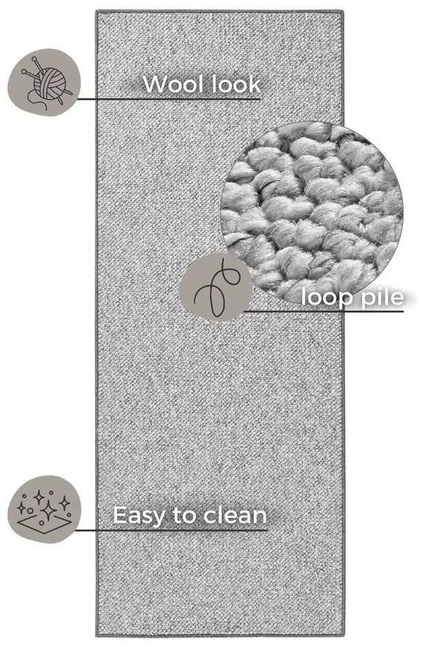 Passatoia grigia 80 x 300 cm Wolly - BT Carpet