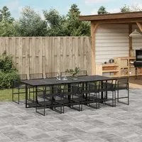 Set da Pranzo da Giardino 11 pz in Polyrattan Nero 3295051