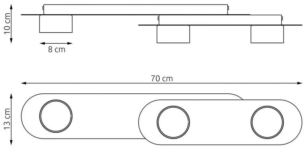 Lampada da soffitto in acciaio STILO 3 nera da interno 3xGX53
