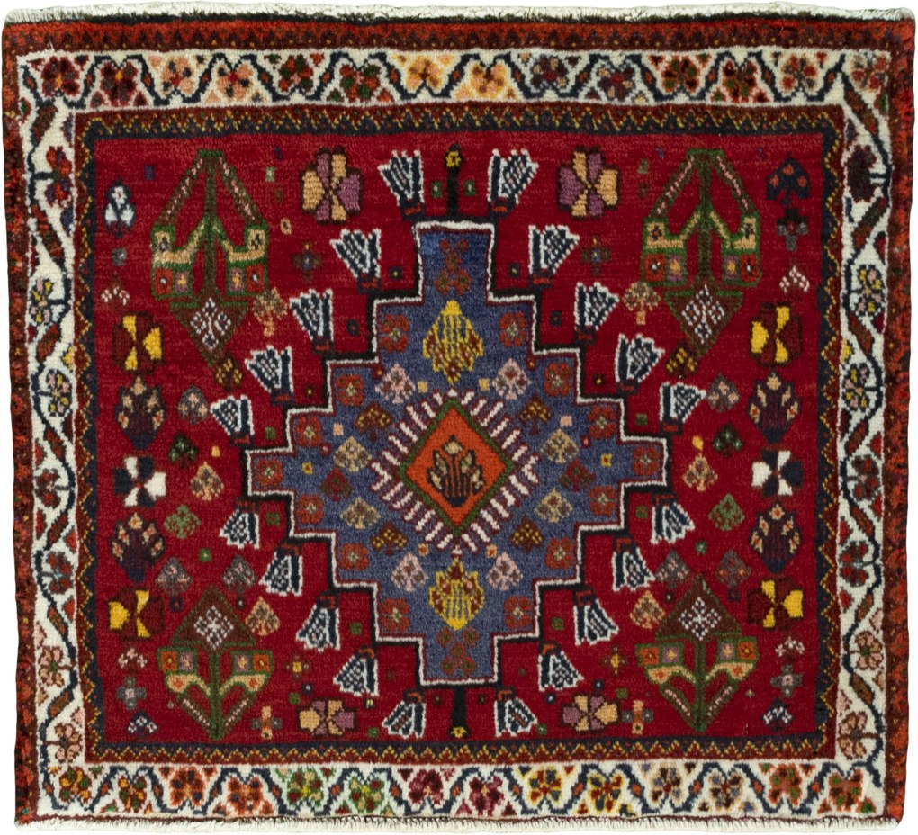 Shiraz Tappeto persiano 70 x 60 Rosso (Iran) Annodato A Mano