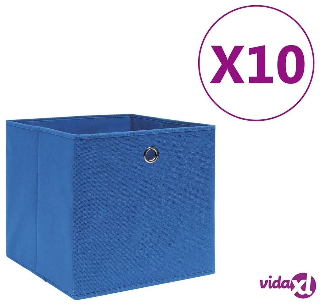 vidaXL Contenitori 10 pz in Tessuto non Tessuto 28x28x28 cm Blu