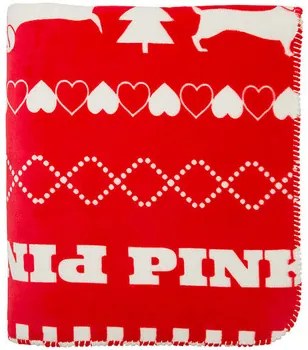 Victoria's Secret  Coperta Cozy Blanket - Chili Red Jacquard Print  Victoria's Secret