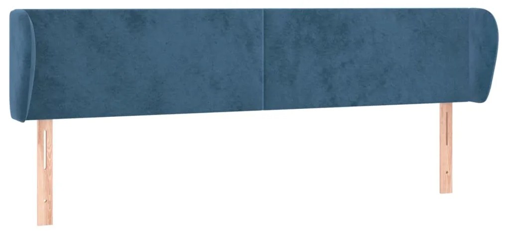 Testiera ad orecchio blu scuro 163x23x78/88 cm in velluto