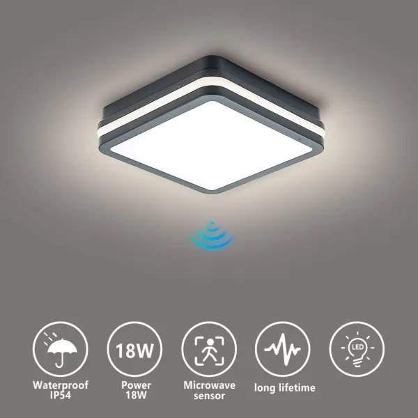 Brilagi - Lampada LED da esterno con sensore BENE LED/18W/230V 22x22 cm IP54