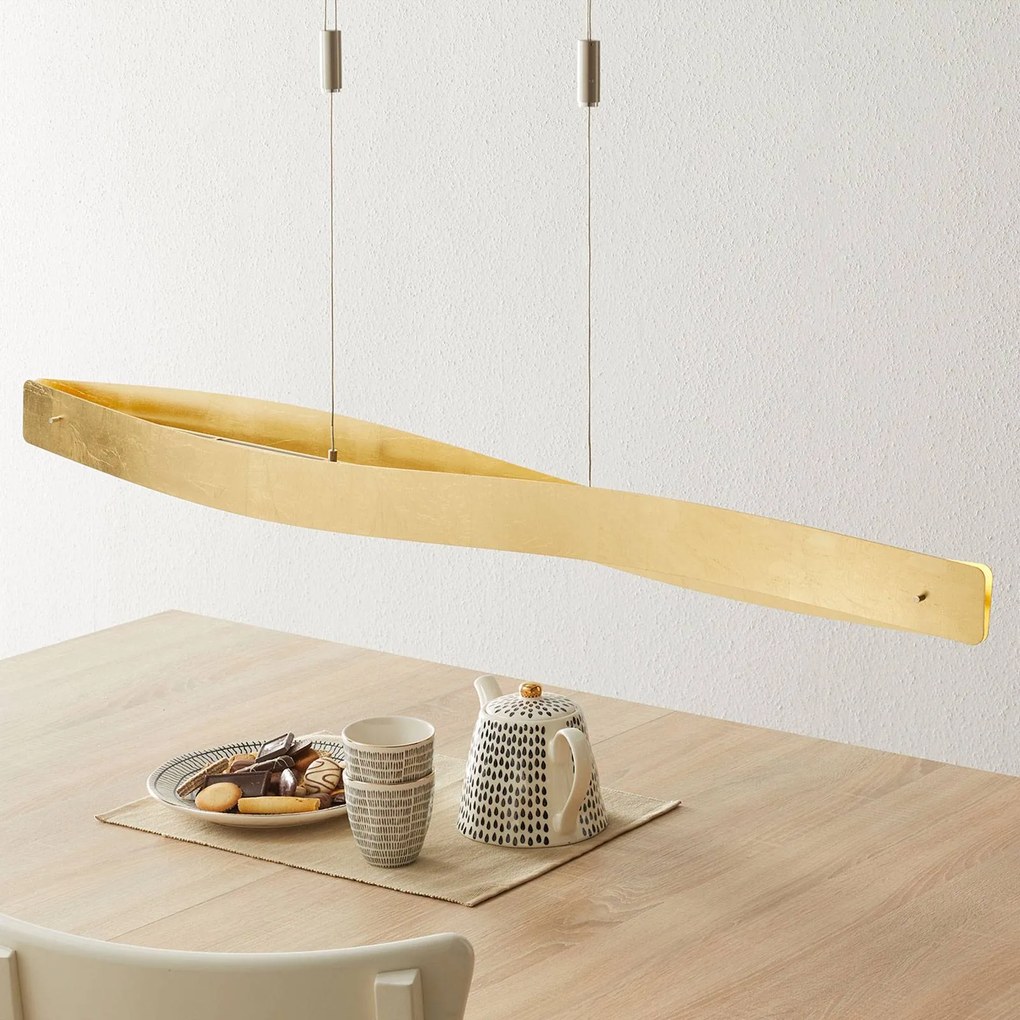 Quitani Lampada a sospensione LED Lian, dimmerabile, oro Lian Quitani, dimmerabile, Ottone / Oro, Soggiorno / Sala da pranzo, Alluminio, Design