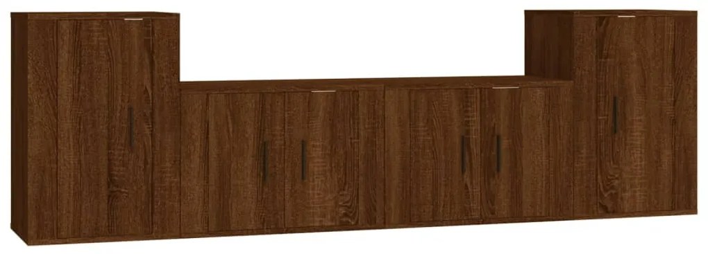 Set mobili porta tv 4 pz rovere marrone in legno multistrato