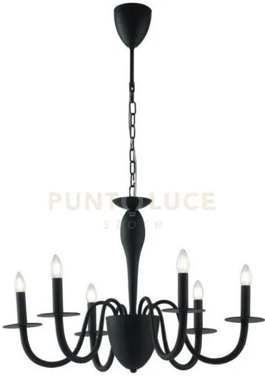 Lampadario armstrong nero 6 luci attacco e14 78x150cm in metallo