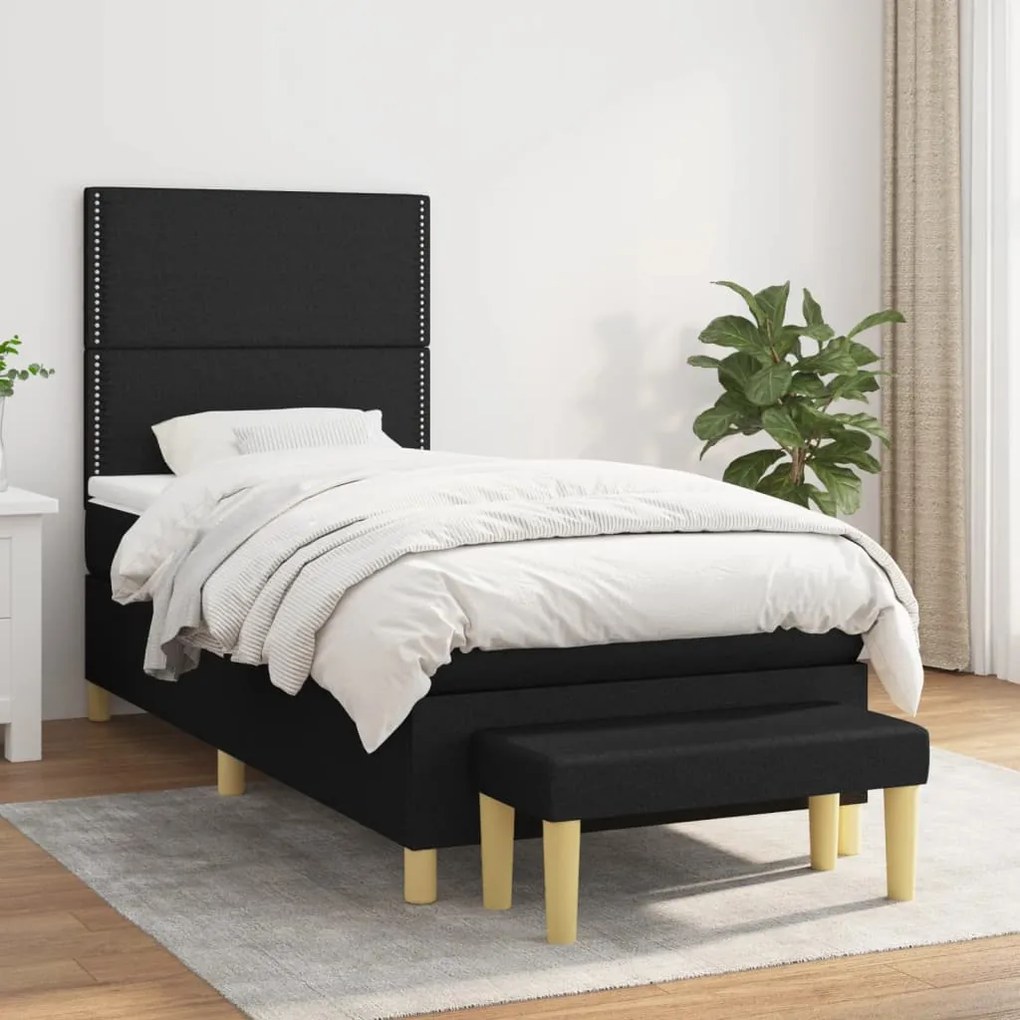 Giroletto A Molle Con Materasso Nero 90x190 Cm İn Tessuto /