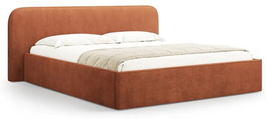Letto matrimoniale imbottito color mattone con contenitore e rete inclusi 140x200 cm Elizabeth – Micadoni