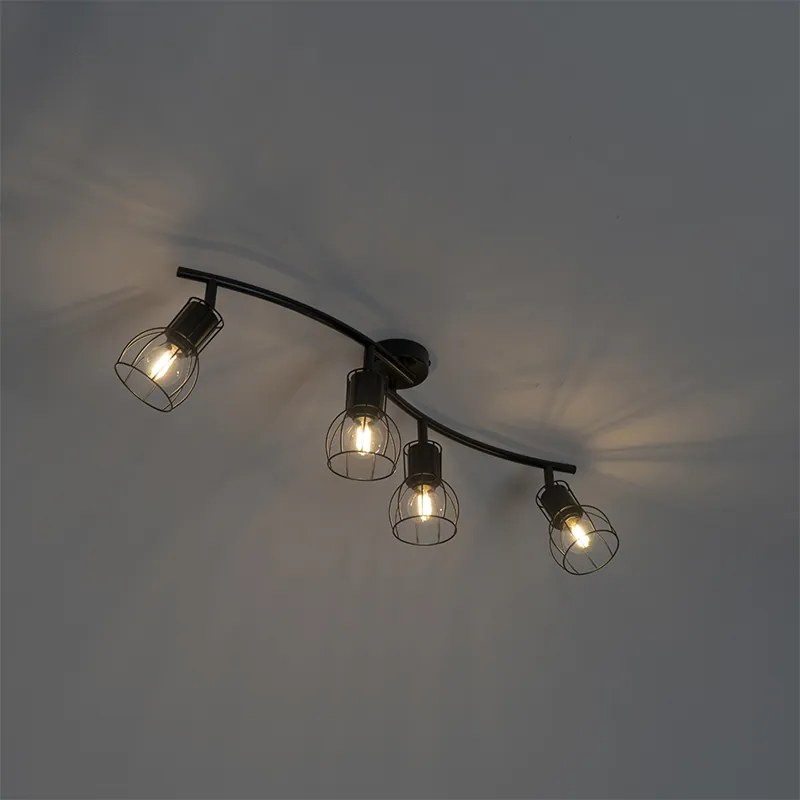 Faretto da soffitto moderno nero 86 cm 4 luci - Botu