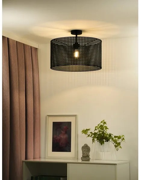 Duolla - Lampadario a plafone ROLLER RATTAN 1xE27/15W/230V diametro 45 cm nero