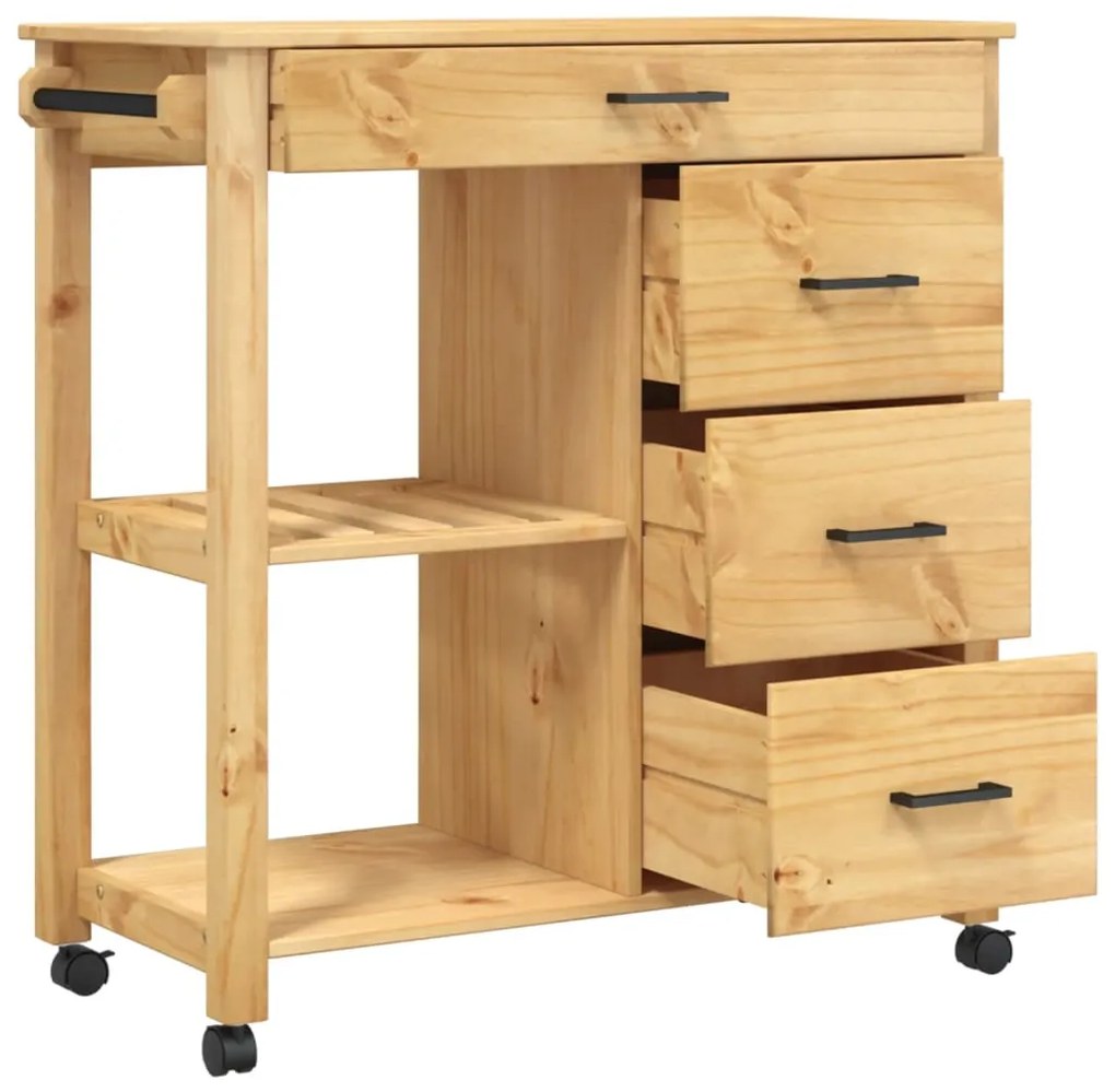 Carrello da cucina monza 84x40x90 cm in legno massello di pino