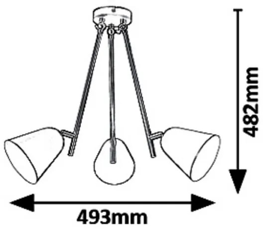 Rabalux 5376 - Lampadario a sospensione con supporto rigido ALDER 3xE14/40W/230V