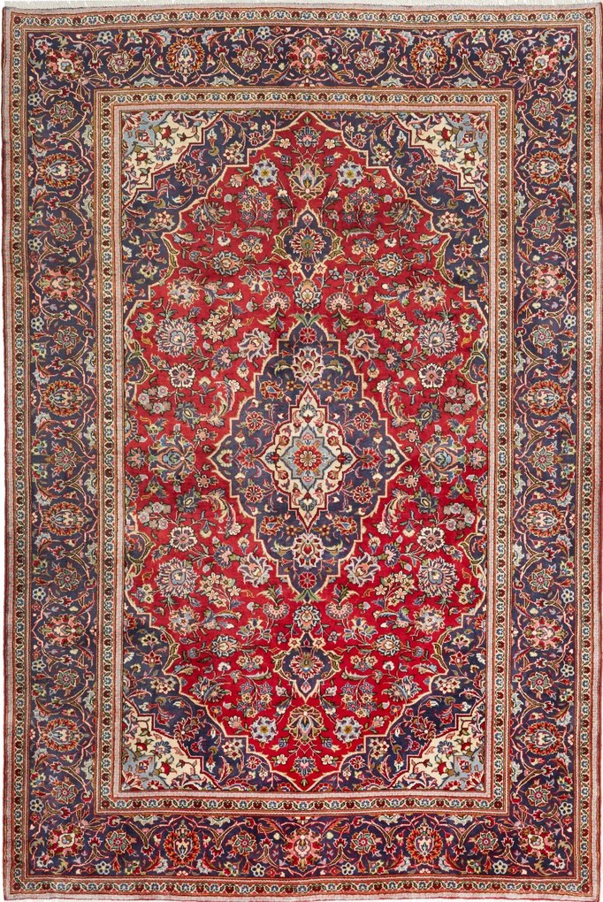 Kashan Tappeto 300 x 200 Rosso (Iran) Annodato A Mano