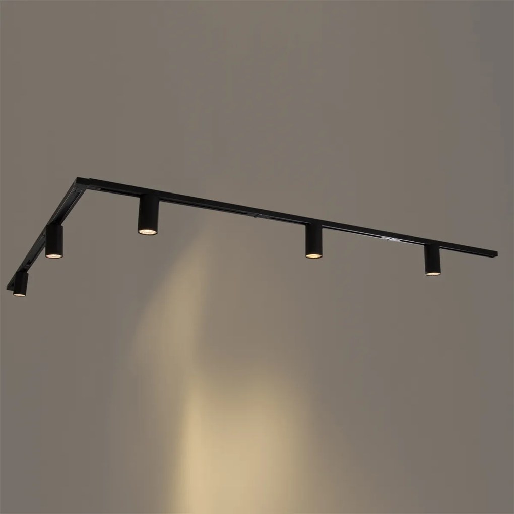 Sistema di illuminazione a binario moderno con 5 faretti neri monofase GU10 35mm - Iconic Ruby Honey
