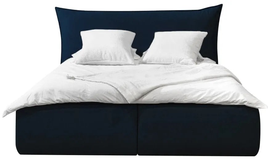 Letto matrimoniale in blu scuro imbottito con spazio contenitivo con griglia inclusa 180x200 cm Jade – Bobochic Paris