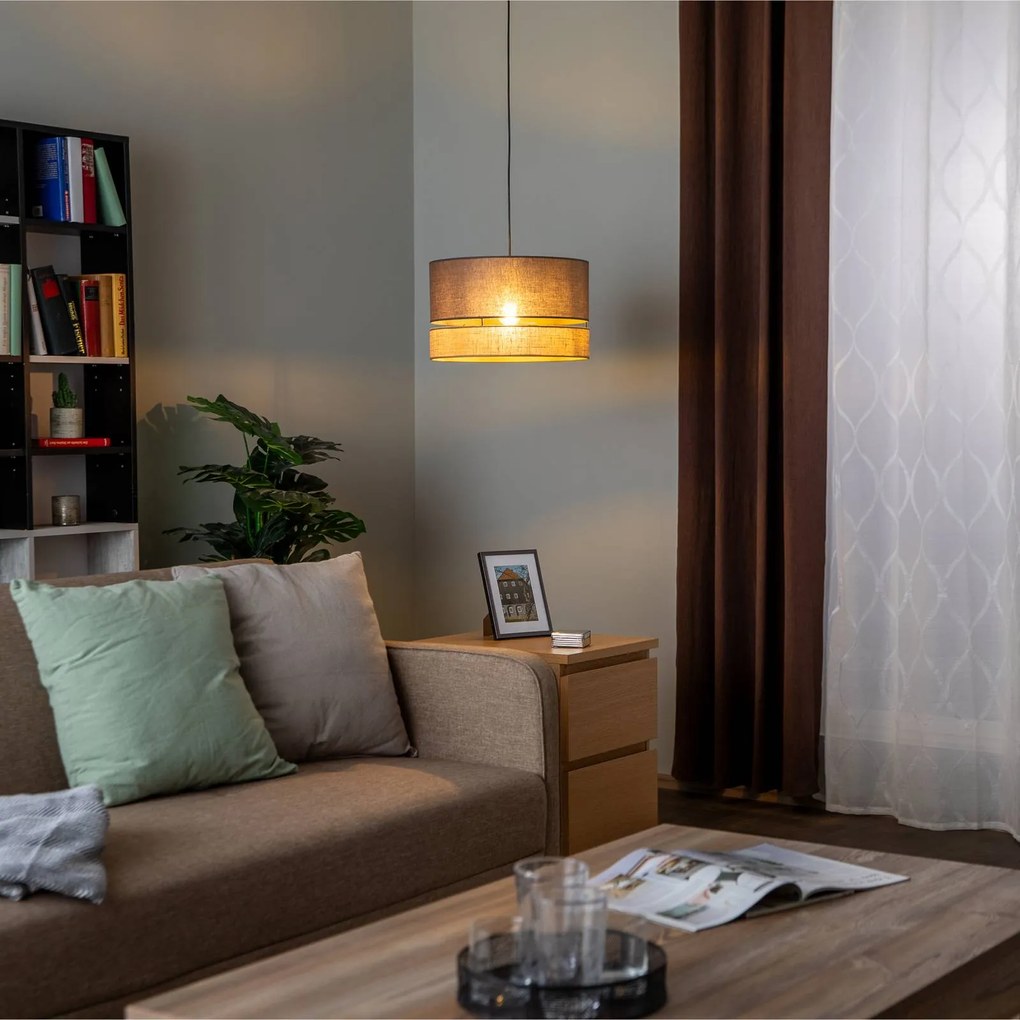 Euluna Levo lampada a sospensione, Ø 40 cm, juta/marrone terra