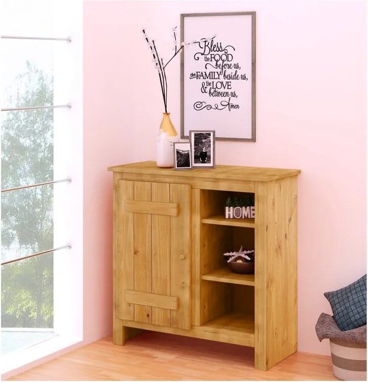 Madia in legno di pino di colore naturale 90x90 cm Bertram - Støraa