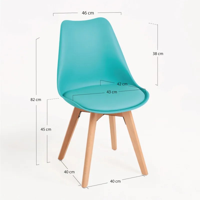 Pack 4 Sedie Synk Basic - Acquamarina
