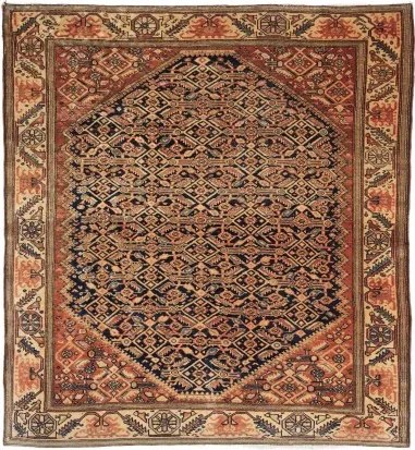 Antik Stilizzato Blu Scuro Rosso Ruggine 165x180 Cm