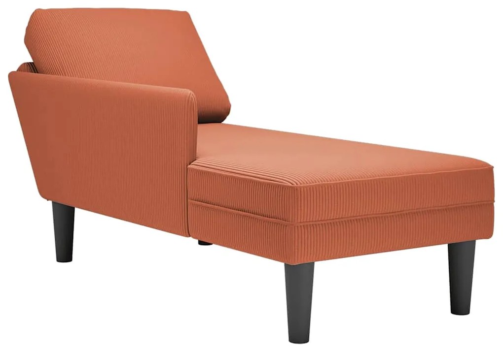 Sdraio Con Cuscino Destro İn Velluto A Coste Rosso Arancione /