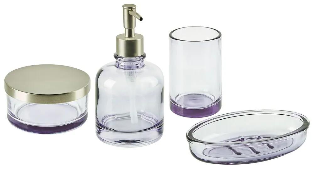 Set di 4 accessori bagno vetro viola e argento TELMA  Beliani