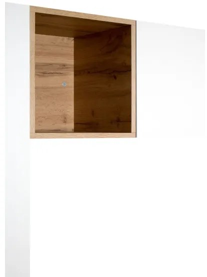 Parete da soggiorno Isoka A33 L.120 H.174 Bianco e Quercia