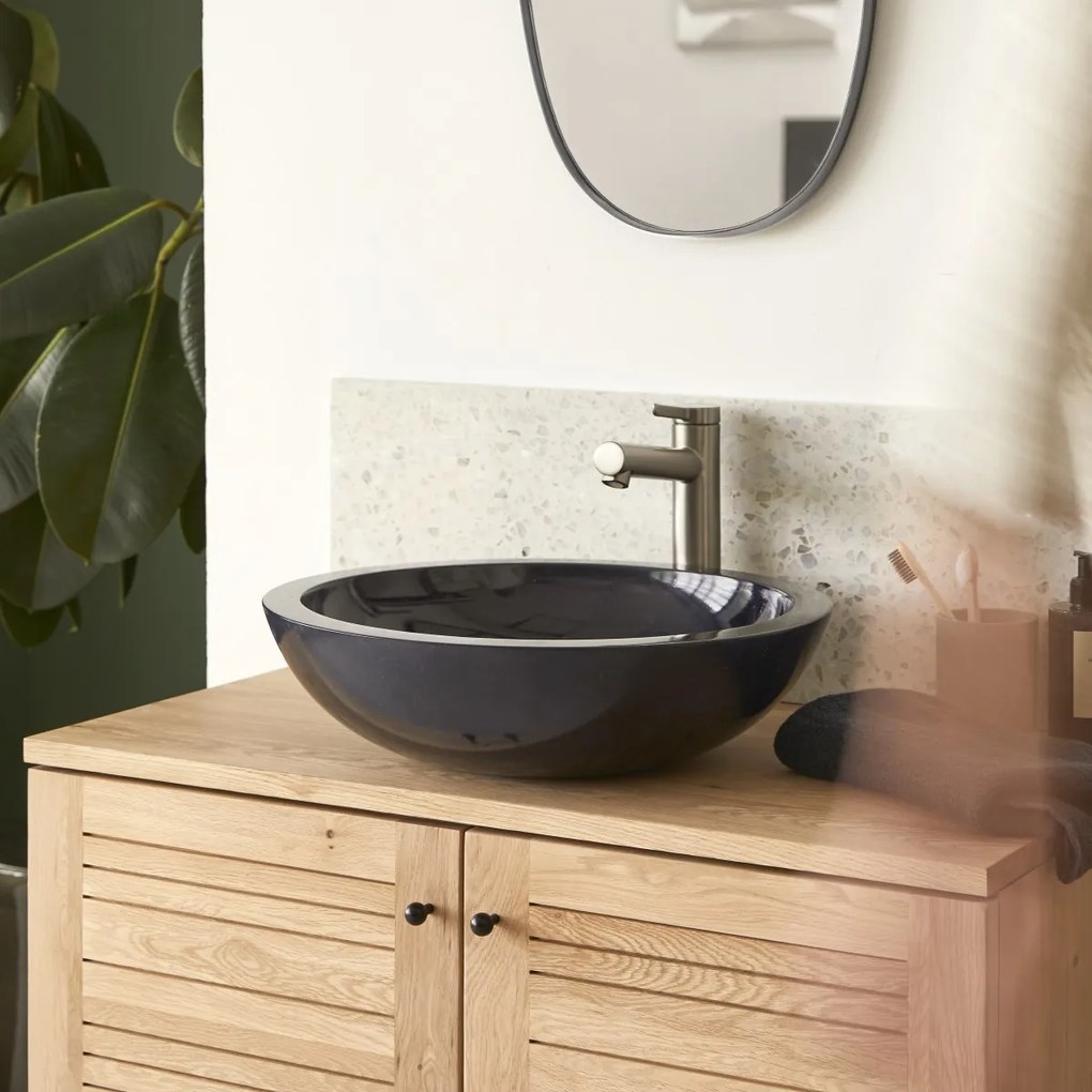 Tikamoon - Lavabo d appoggio in marmo nero pietra naturale bagno design Tikamoon