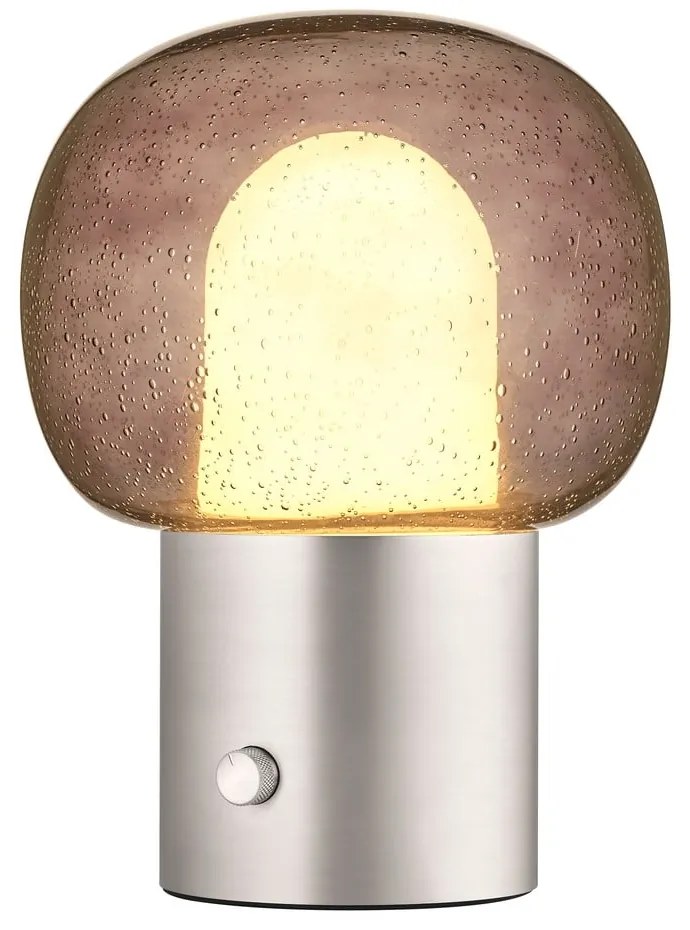 Lampada da tavolo LED argentata in alluminio con paralume in vetro (altezza totale 32 cm) Iris – Blomus