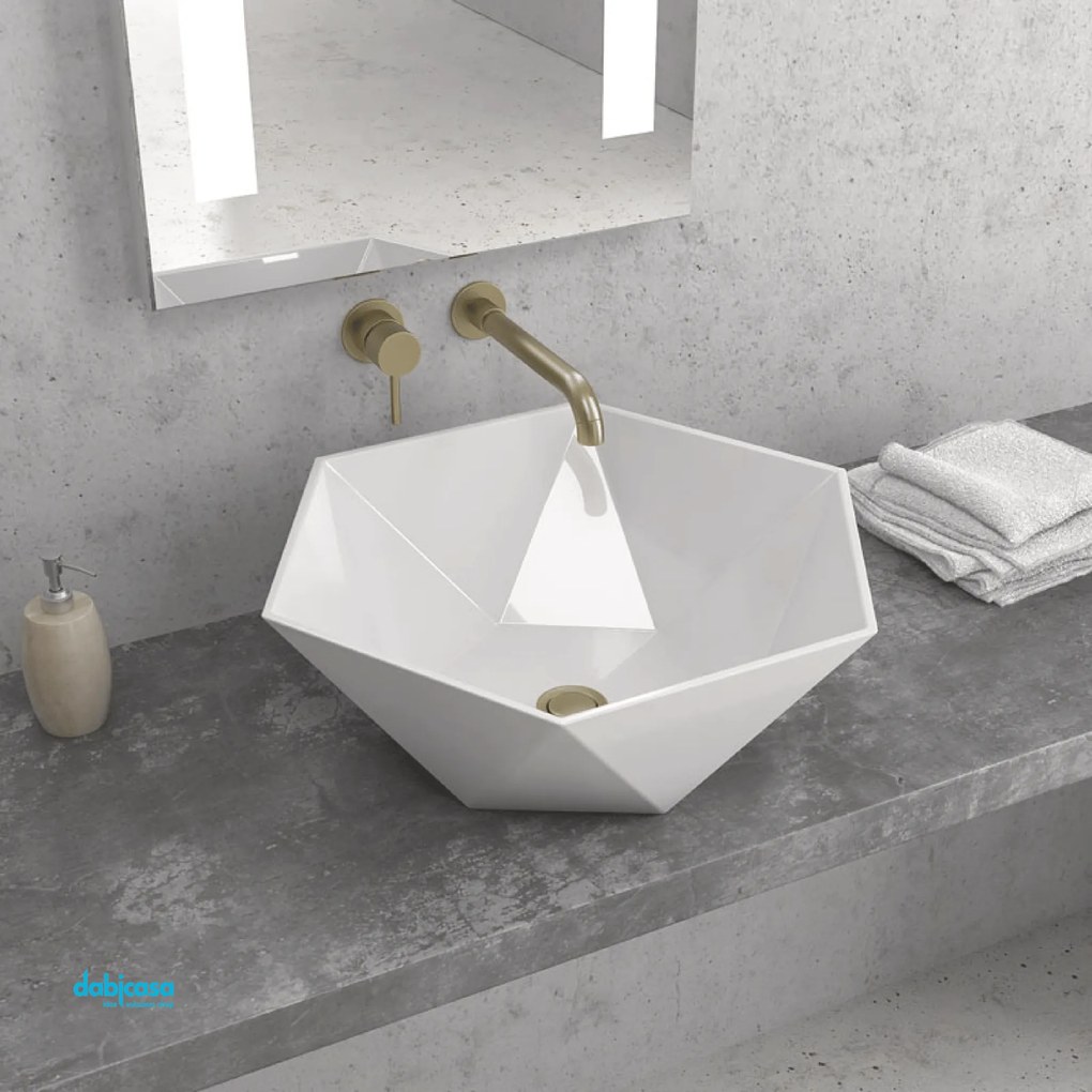 Lavabo D'Appoggio Da 45x45 Cm Bianco Lucido