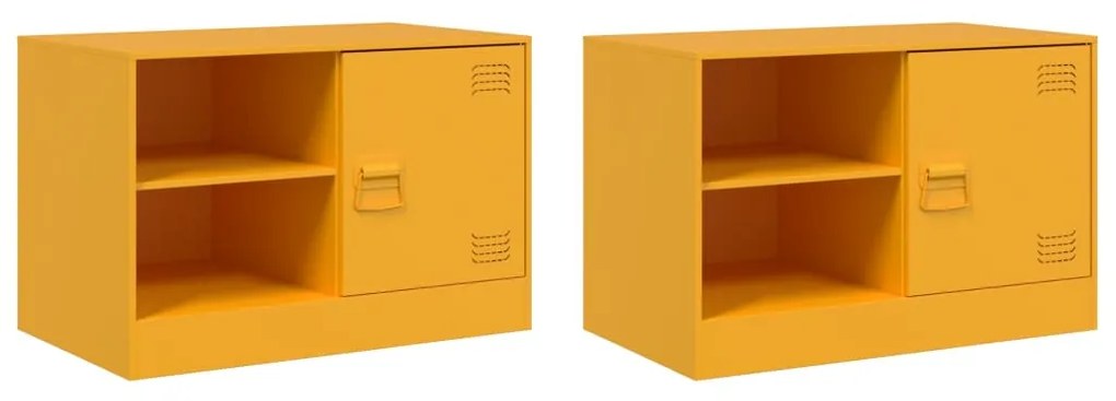 Mobili tv 2 pz giallo senape 67x39x44 cm in acciaio