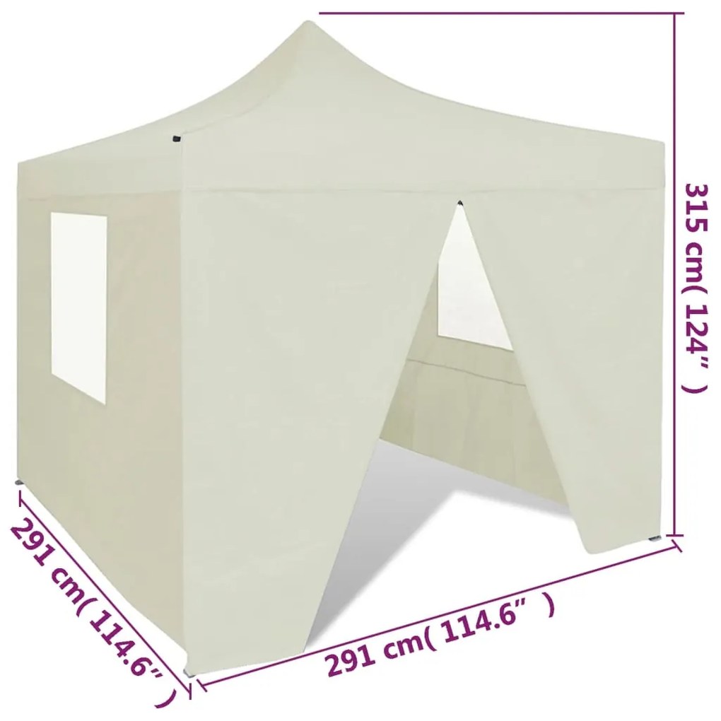 Tenda Pieghevole Crema 3 x 3 m con 4 Pareti