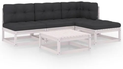 Set Divani da Giardino 5 pz con Cuscini Legno Massello Pino