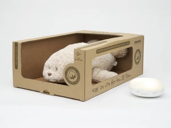 Moonie - Peluche per la nanna con melodia e luce, foca color sabbia organica