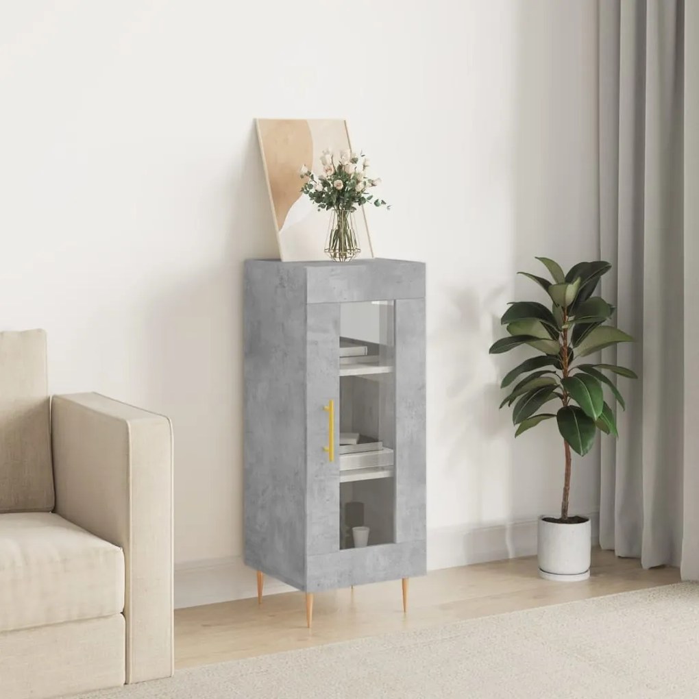 Credenza grigio cemento 34,5x34x90 cm in legno multistrato