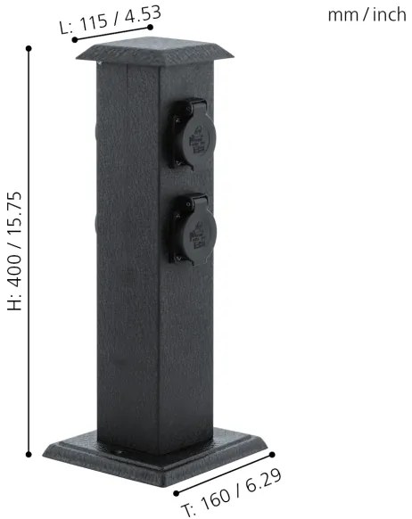 EGLO 93426 - Colonna da giardino per esterni con prese SCHUKO IP44