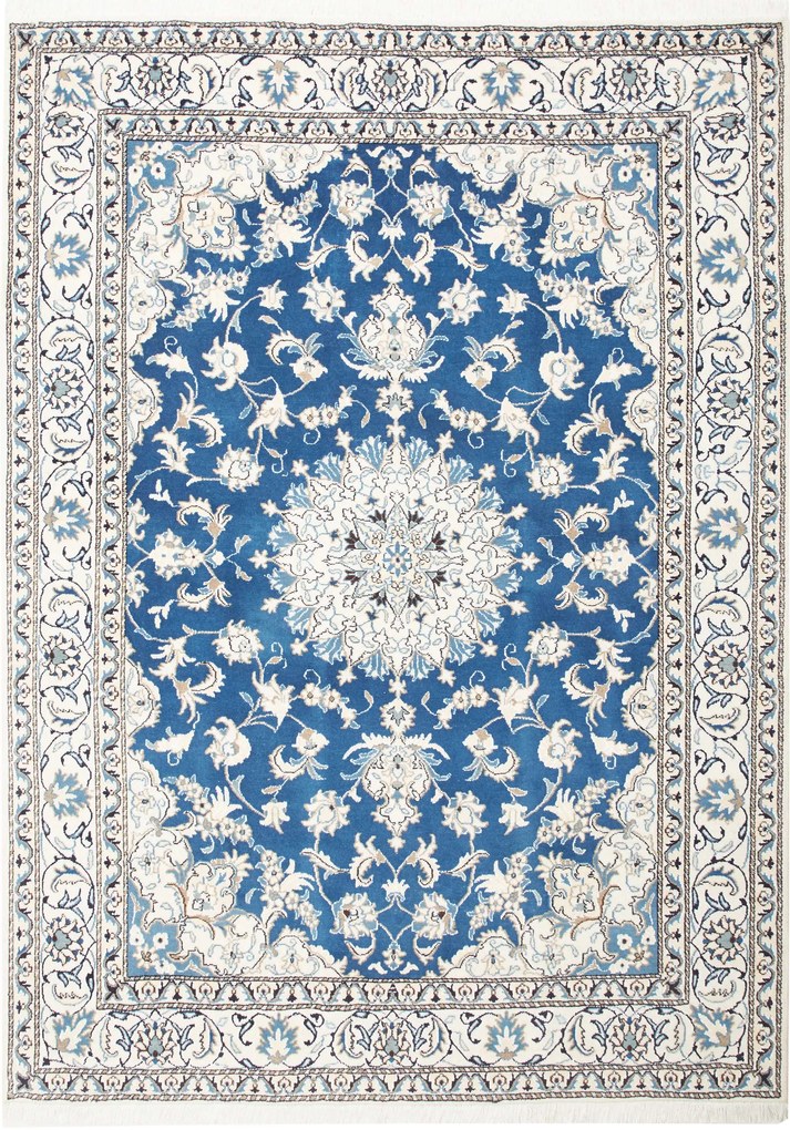 Nain Tappeto 170x230 Blu (Iran) Annodato A Mano