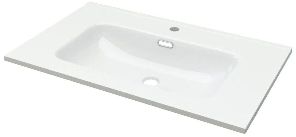 Lavabo da appoggio New rettangolare in ceramica L 75 x H 1.8 x P 46 cm bianco