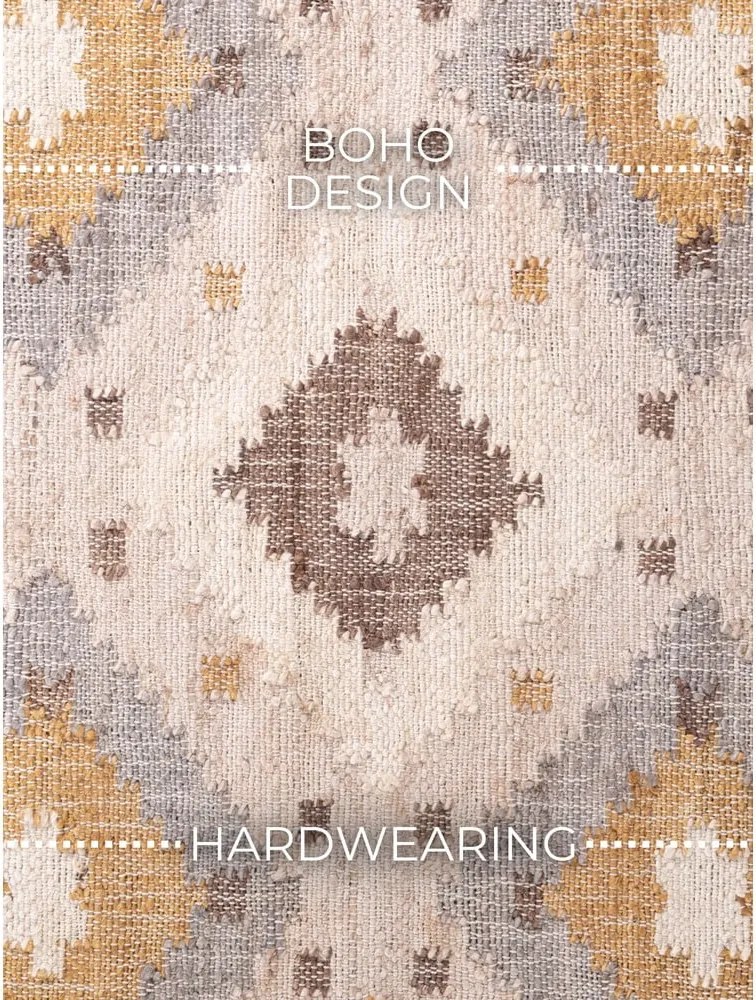 Tappeto color crema in iuta tessuto a mano 200x300 cm Roya Imani – Elle Decoration