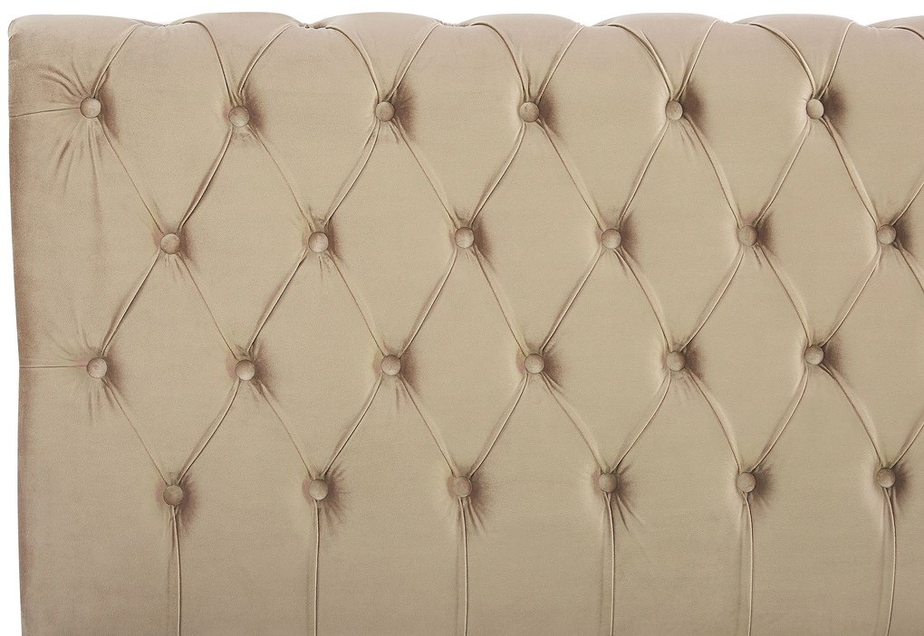 Letto matrimoniale in velluto beige stile chesterfield 160x200cm AVALLON Beliani