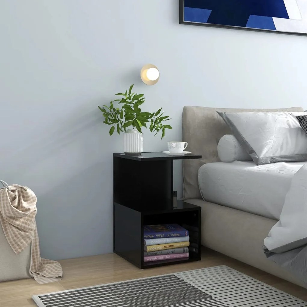 Comodini 2 Pz Neri 35x35x55 Cm İn Legno Multistrato /