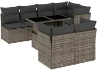 Set Divano da Giardino 8 pz con Cuscini Grigio in Polyrattan 3266410